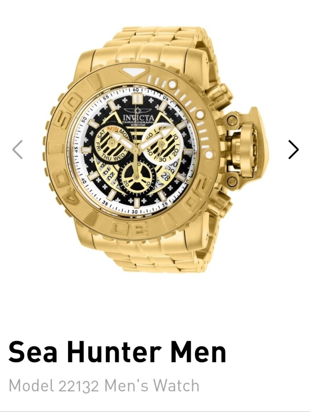 Invicta Sea Hunter Gold and Black Multi-Function Dive Watch 58mm Model#22132